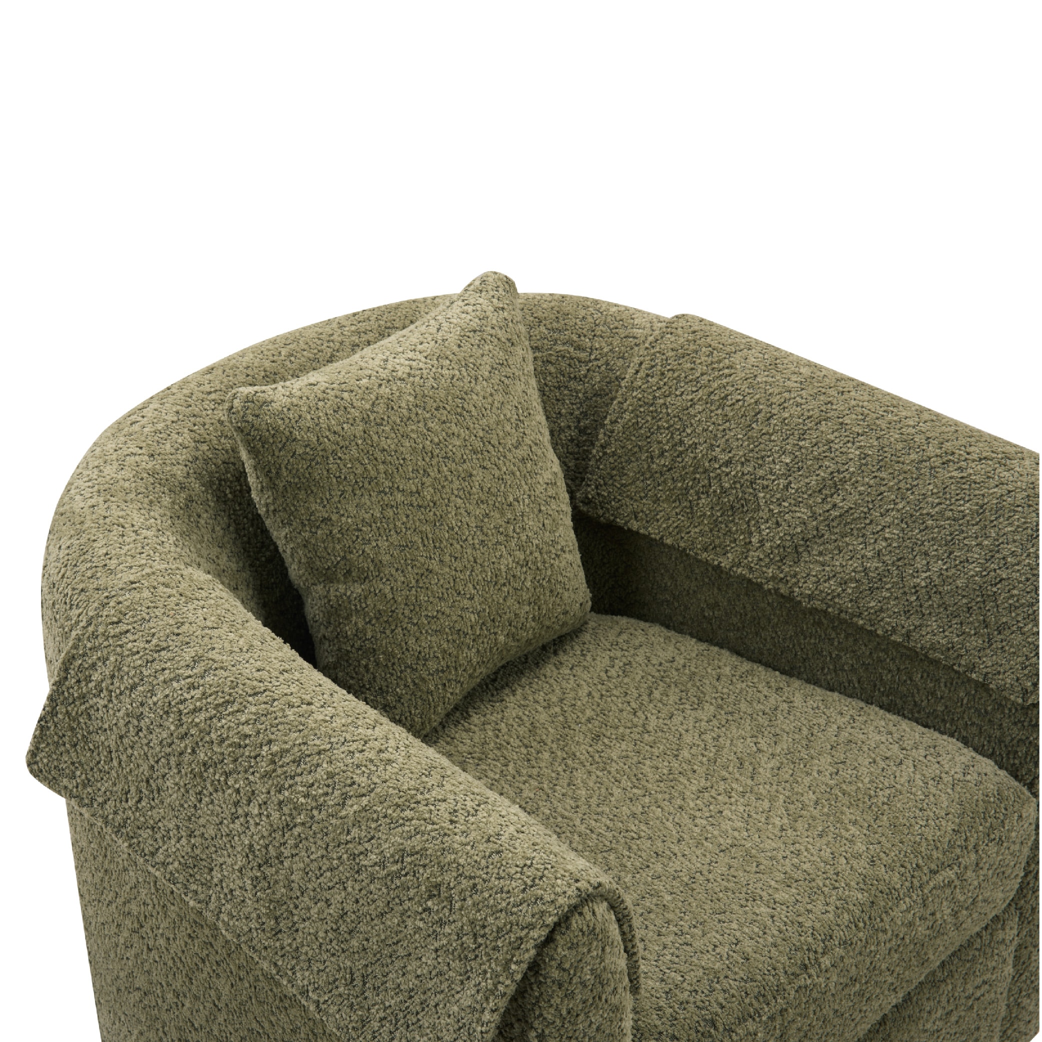 Swivel Accent Chair With Ottoman Set, Modern Chenille Barrel Armchair With Removable Back Pillow & 2 Armrest Covers For Living Room, Bedroom, Office, Green_voghion.com